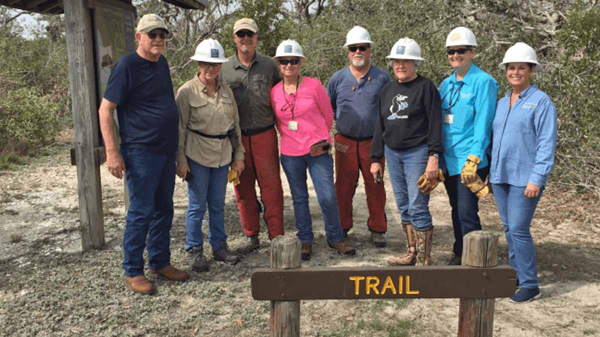 Volunteers clear Goose Island State Park nature trail after Hurricane Harvey
