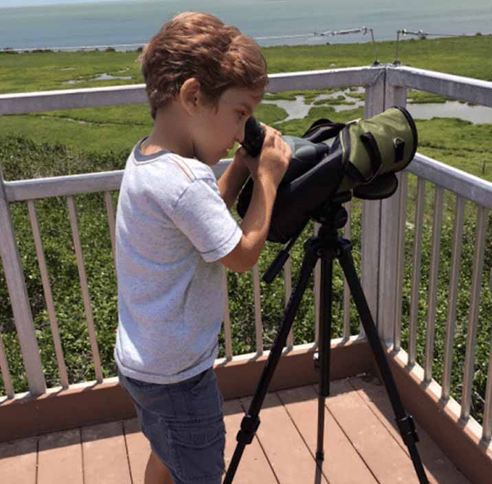 A future birder learns to use the scope